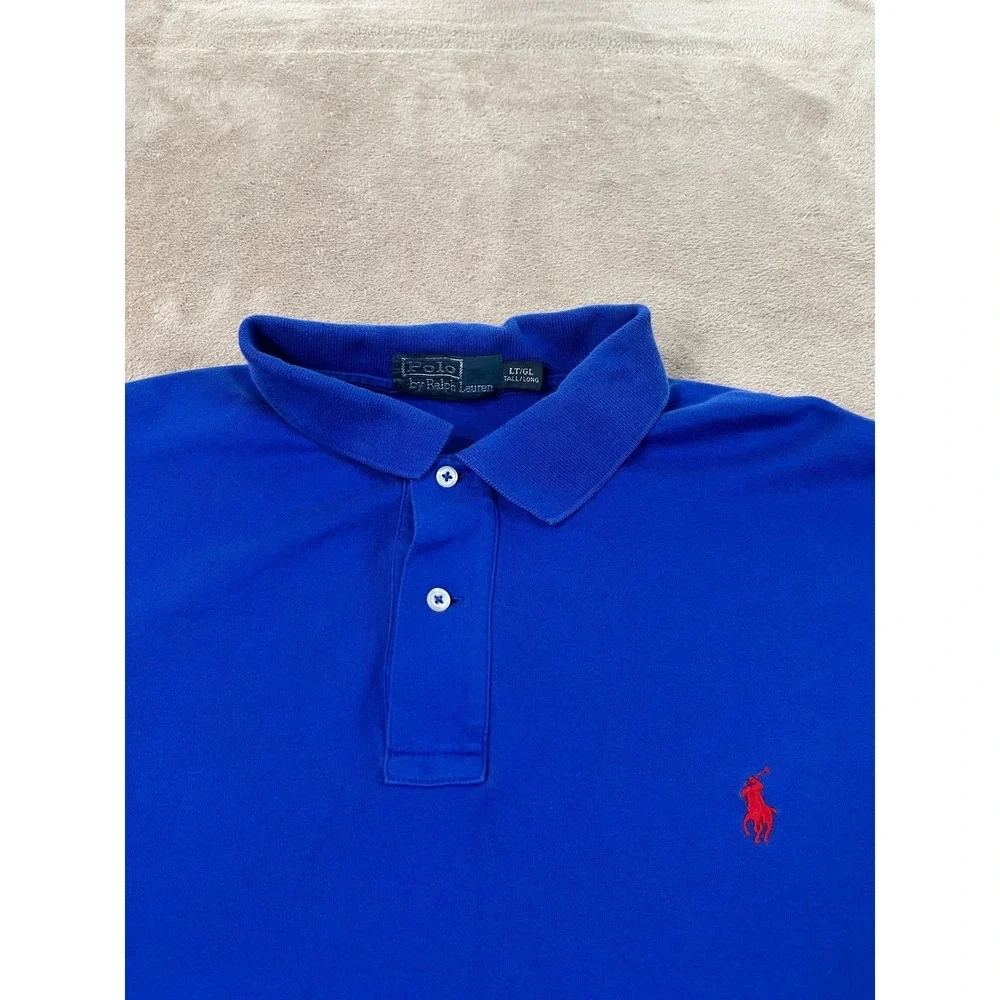Polo Ralph Lauren Men's L Tall Blue Pony Logo Cotton Polo Shirt Short sleeve